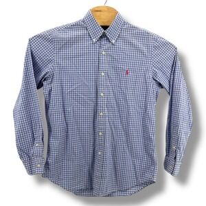 Ralph Lauren Men Medium Blue Plaid Check Long Sleeve Button Down Shirt Pony Logo